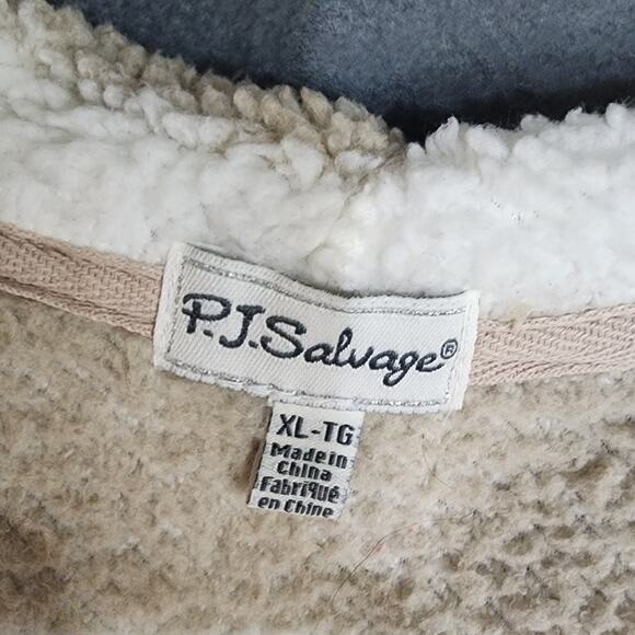 P.J. Salvage Sherpa Hooded Lounging Jacket Duster Cardigan Plush Striped XL - Picture 5 of 8
